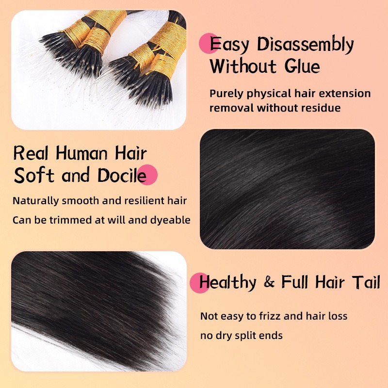 Effortlessly blend your hair with these invisible traceless human hair wig elastic stick extensions